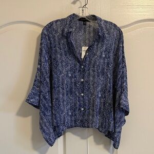 Banana Republic Blue and White Chevron Top